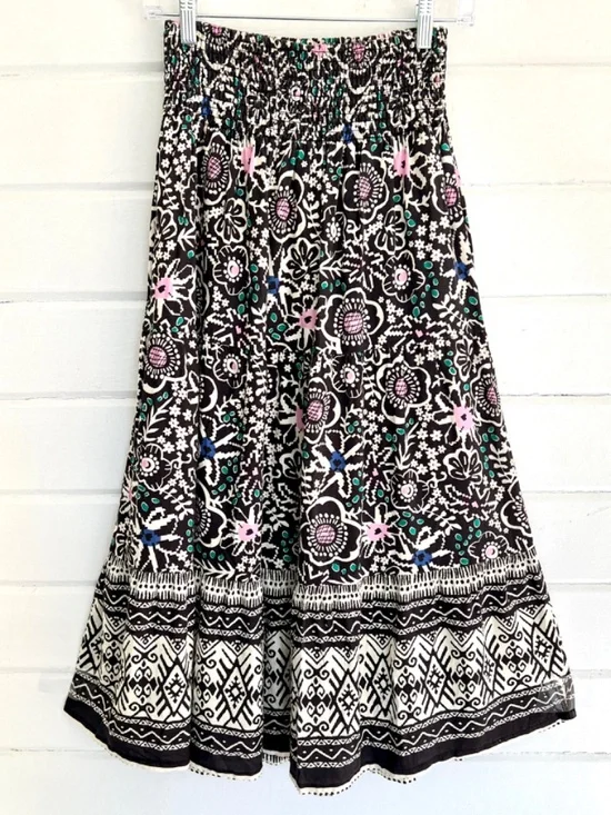 MARINE LAYER Corinne Tence/ Linen Smocked Waist Maxi Skirt - S - Picture 2 of 10